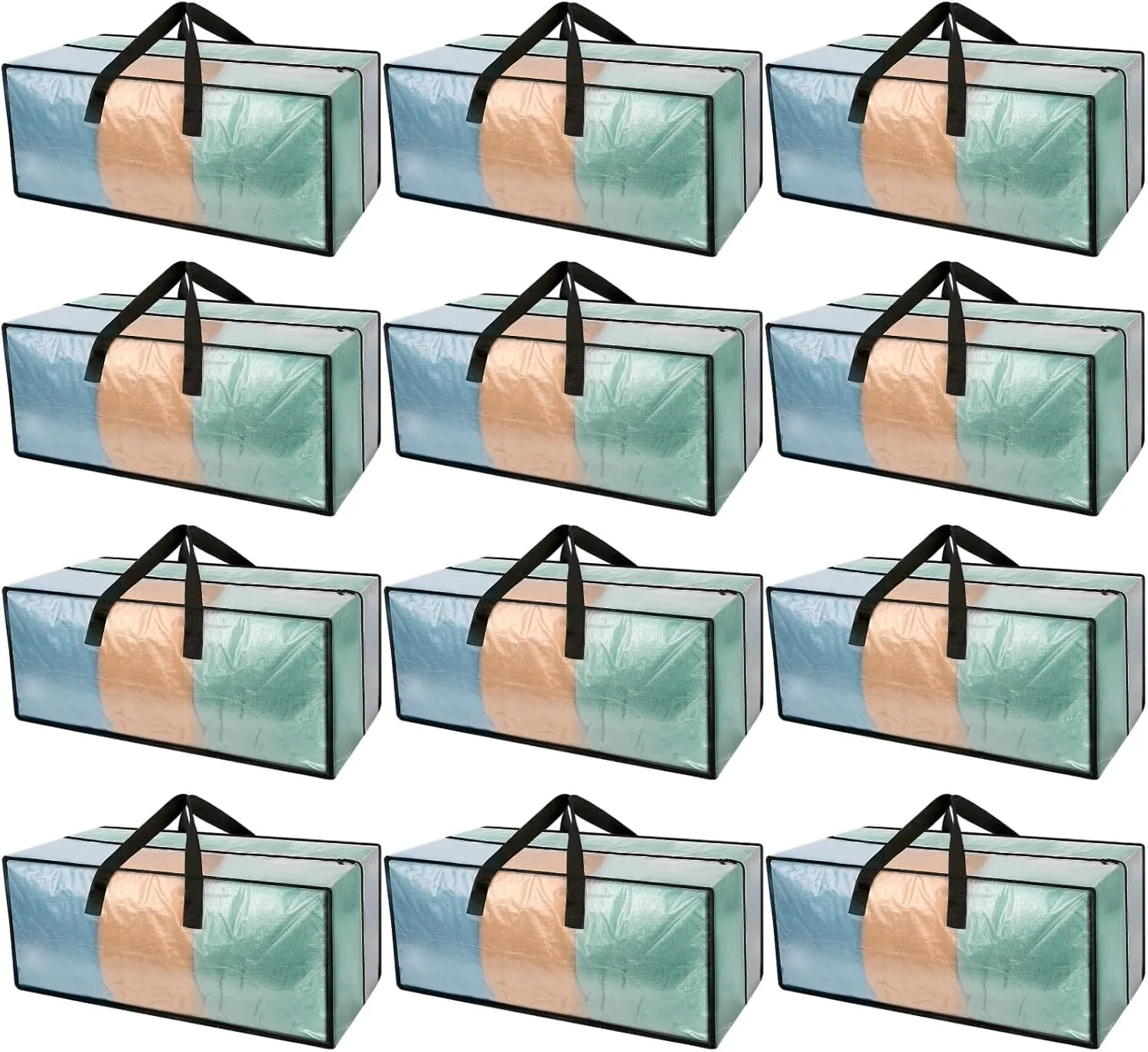12 Pack Heavy Duty CLear Moving Bags, Large CLear Storage Bags for College Dorm Room Essentials, Alternative to Moving Boxes, Compatible with IKEA Frakta Cart