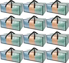 12 Pack Heavy Duty CLear Moving Bags, Large CLear Storage Bags for College Dorm Room Essentials, Alternative to Moving Boxes, Compatible with IKEA Frakta Cart