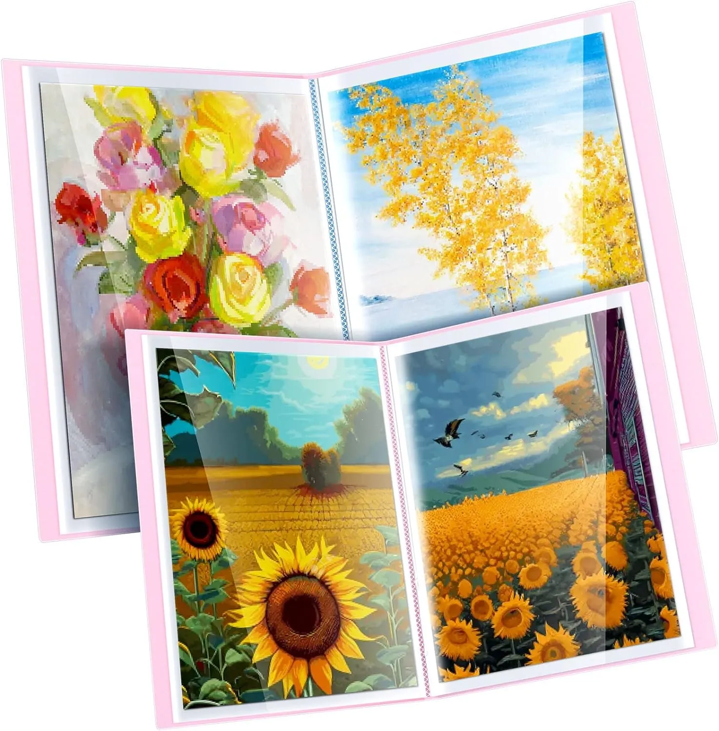60 Pages A2 and A3 Diamond Painting Storage Book Diamond Art Portfolio Folder Artwork Art Binder Diamond Art Storage Presentation Book with Sleeves Protector, 22 X 16.4 Inch, 16.5 X 12.1 Inch(Blue)