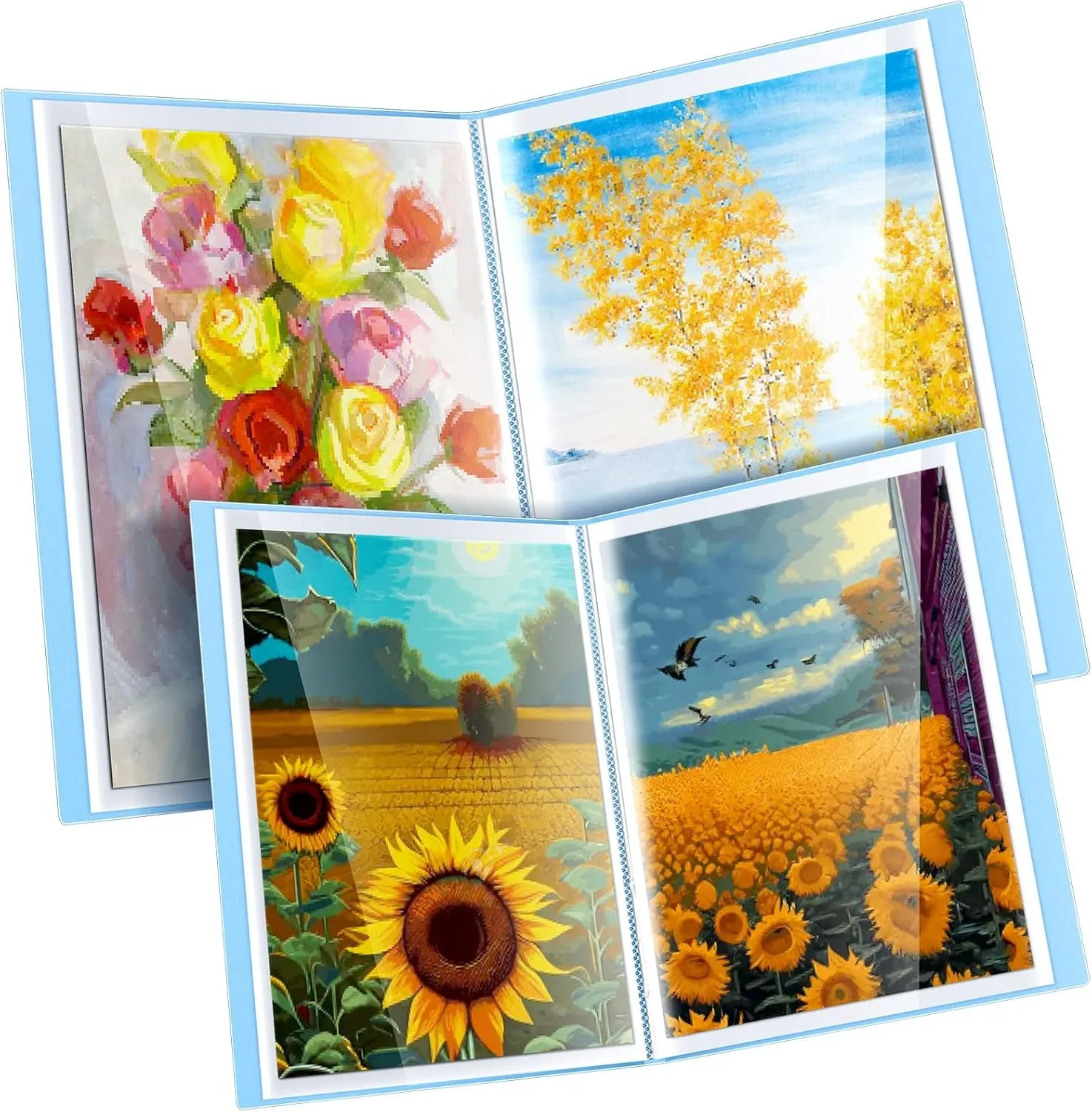 60 Pages A2 and A3 Diamond Painting Storage Book Diamond Art Portfolio Folder Artwork Art Binder Diamond Art Storage Presentation Book with Sleeves Protector, 22 X 16.4 Inch, 16.5 X 12.1 Inch(Blue)