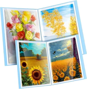 60 Pages A2 and A3 Diamond Painting Storage Book Diamond Art Portfolio Folder Artwork Art Binder Diamond Art Storage Presentation Book with Sleeves Protector, 22 X 16.4 Inch, 16.5 X 12.1 Inch(Blue)