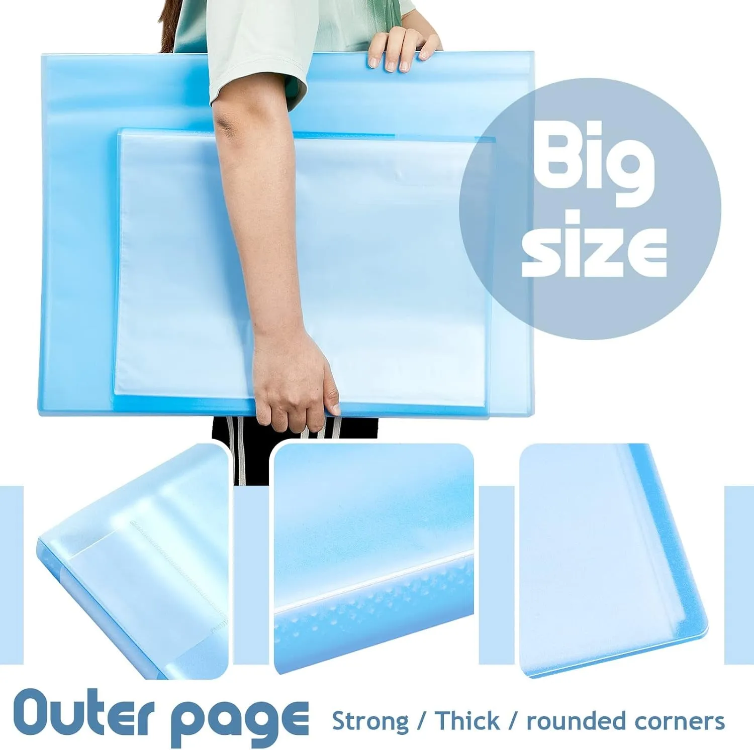 60 Pages A2 and A3 Diamond Painting Storage Book Diamond Art Portfolio Folder Artwork Art Binder Diamond Art Storage Presentation Book with Sleeves Protector, 22 X 16.4 Inch, 16.5 X 12.1 Inch(Blue)