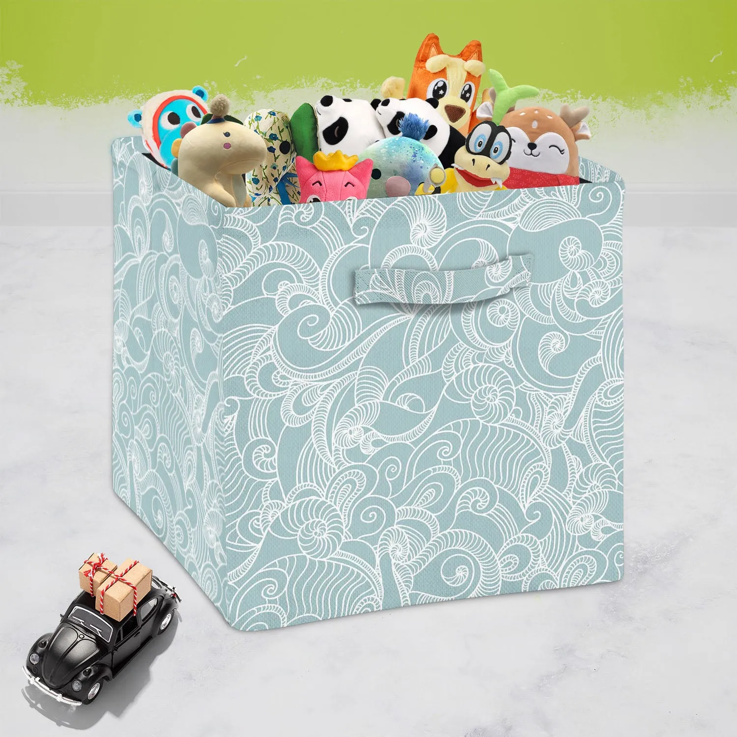 Abstract Wave Foldable Open Storage Bin | Organizer Box, Toy Basket, Shelf Box, Laundry Bag | Canvas Fabric