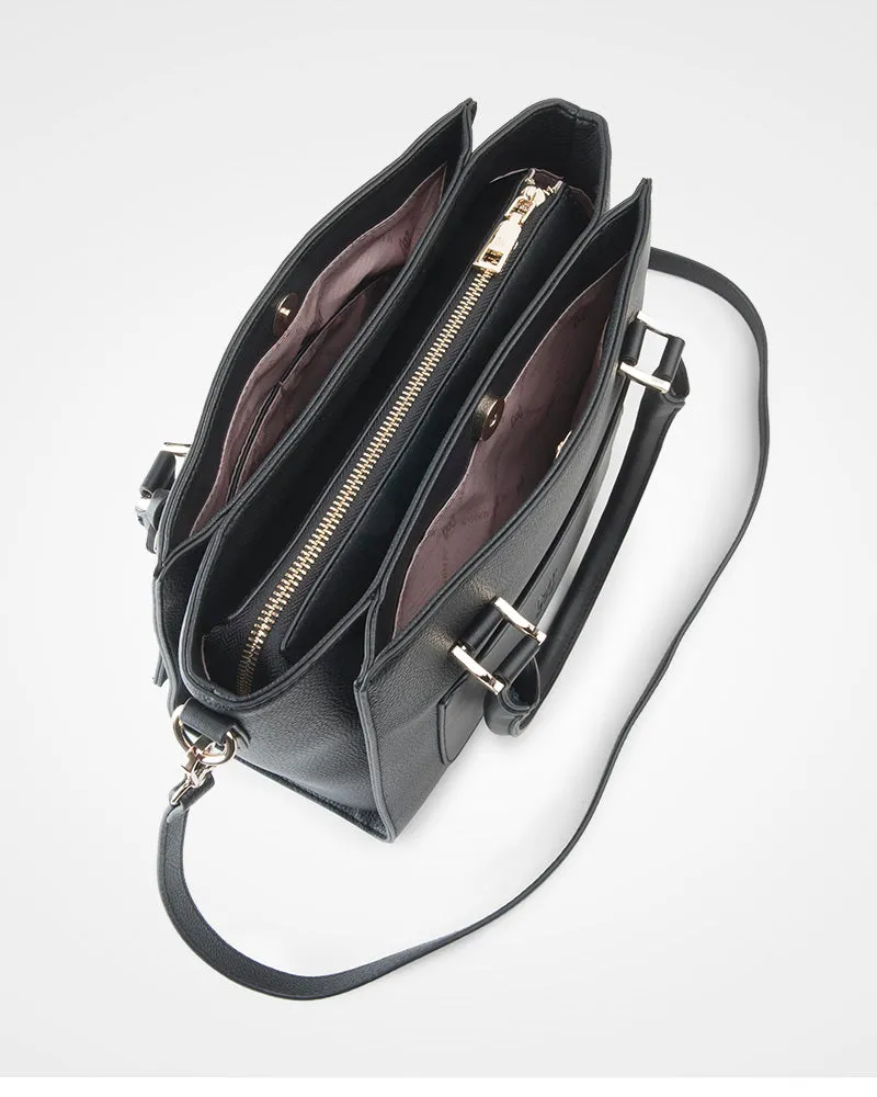 Angie Medium 3 Compartment Satchel Bag   Monogram Stripe Bag Strap
