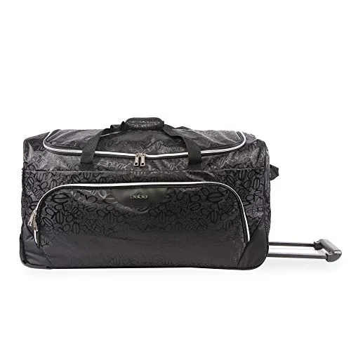 BEBE Women's 30" Rolling Duffel Tossed Black, One Size