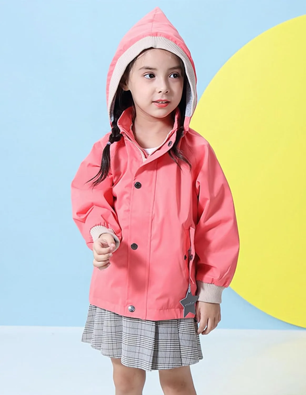 BINIDUCKLING Kids Rain Jacket Toddler Raincoat Girls Boys Spring Jacket 2-8 Years