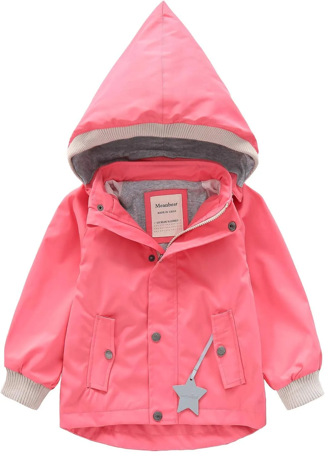 BINIDUCKLING Kids Rain Jacket Toddler Raincoat Girls Boys Spring Jacket 2-8 Years