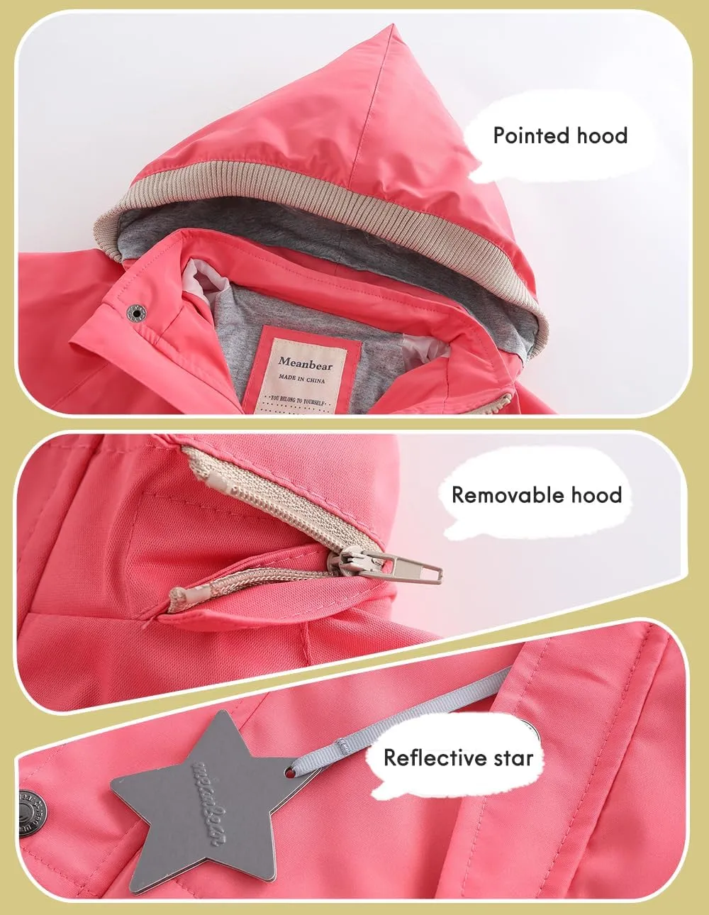 BINIDUCKLING Kids Rain Jacket Toddler Raincoat Girls Boys Spring Jacket 2-8 Years