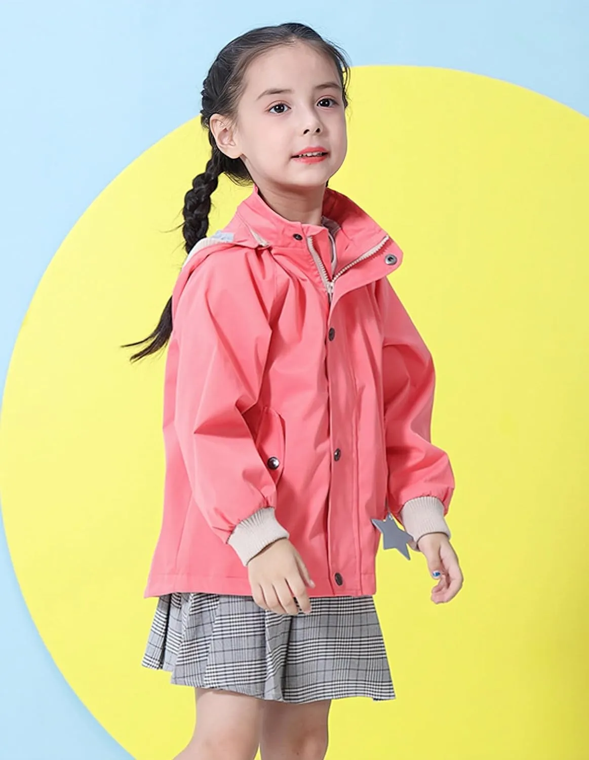 BINIDUCKLING Kids Rain Jacket Toddler Raincoat Girls Boys Spring Jacket 2-8 Years