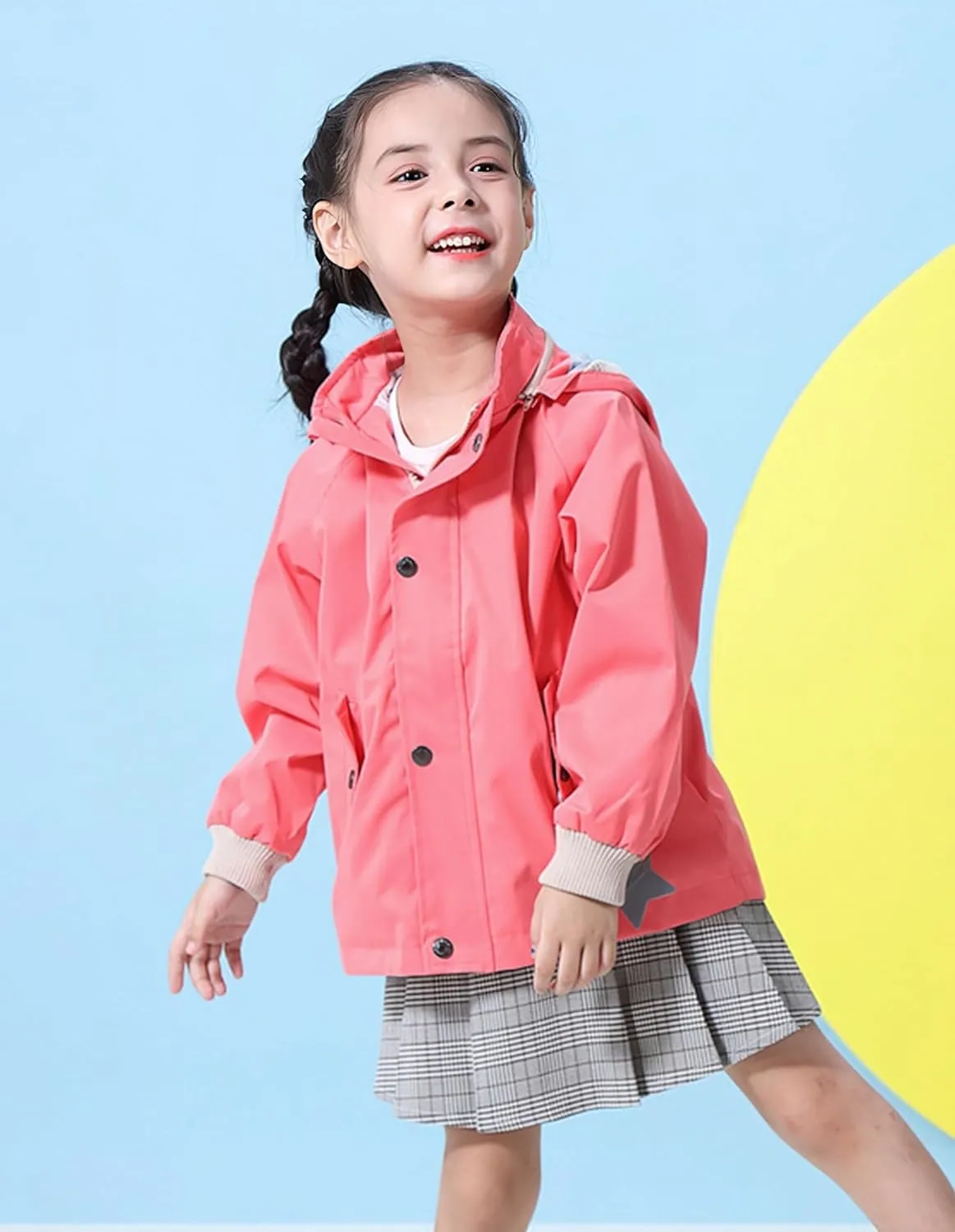 BINIDUCKLING Kids Rain Jacket Toddler Raincoat Girls Boys Spring Jacket 2-8 Years