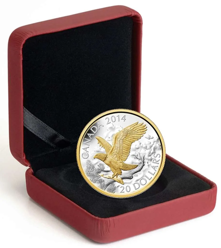 Canada Silver 2014 $20 Perched Bald Eagle - Bald Eagle PF 1.025oz, .9999