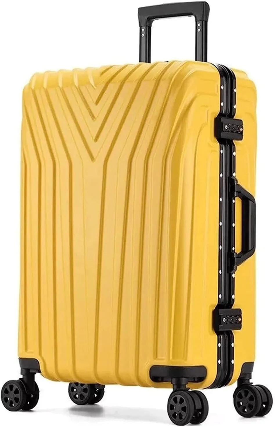 EYPKPL Portable Suitcase Suitcases With Wheels Aluminum Frame Carry On Lugage Large Capacity Storage Business Suitcases Portable Yellow Lugage Smooth to use
