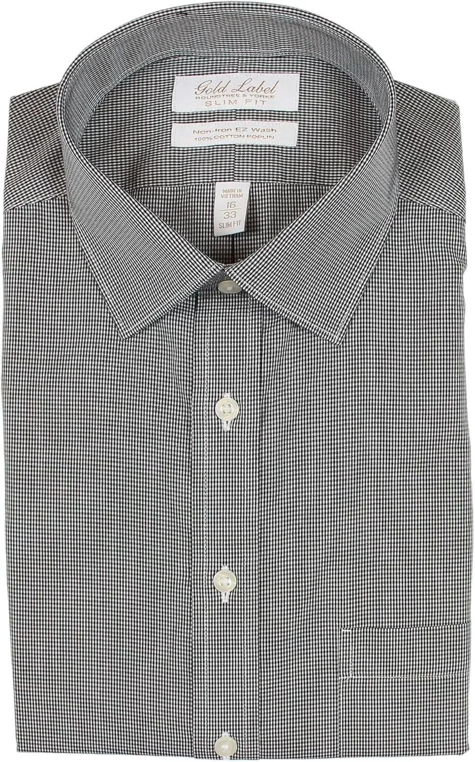Gold Label Men's Slim Fit Spread Collar Long Sleeve Dress Shirt with Pocket Non-Iron Wrinkle Free