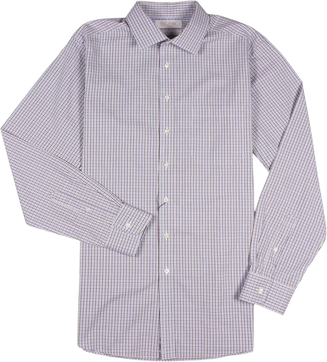 Gold Label Men's Slim Fit Spread Collar Long Sleeve Dress Shirt with Pocket Non-Iron Wrinkle Free