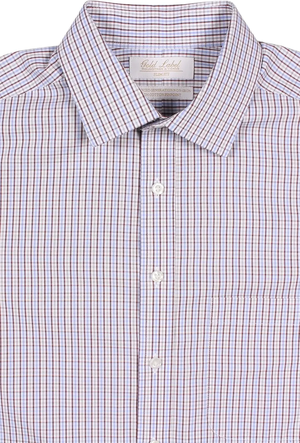 Gold Label Men's Slim Fit Spread Collar Long Sleeve Dress Shirt with Pocket Non-Iron Wrinkle Free