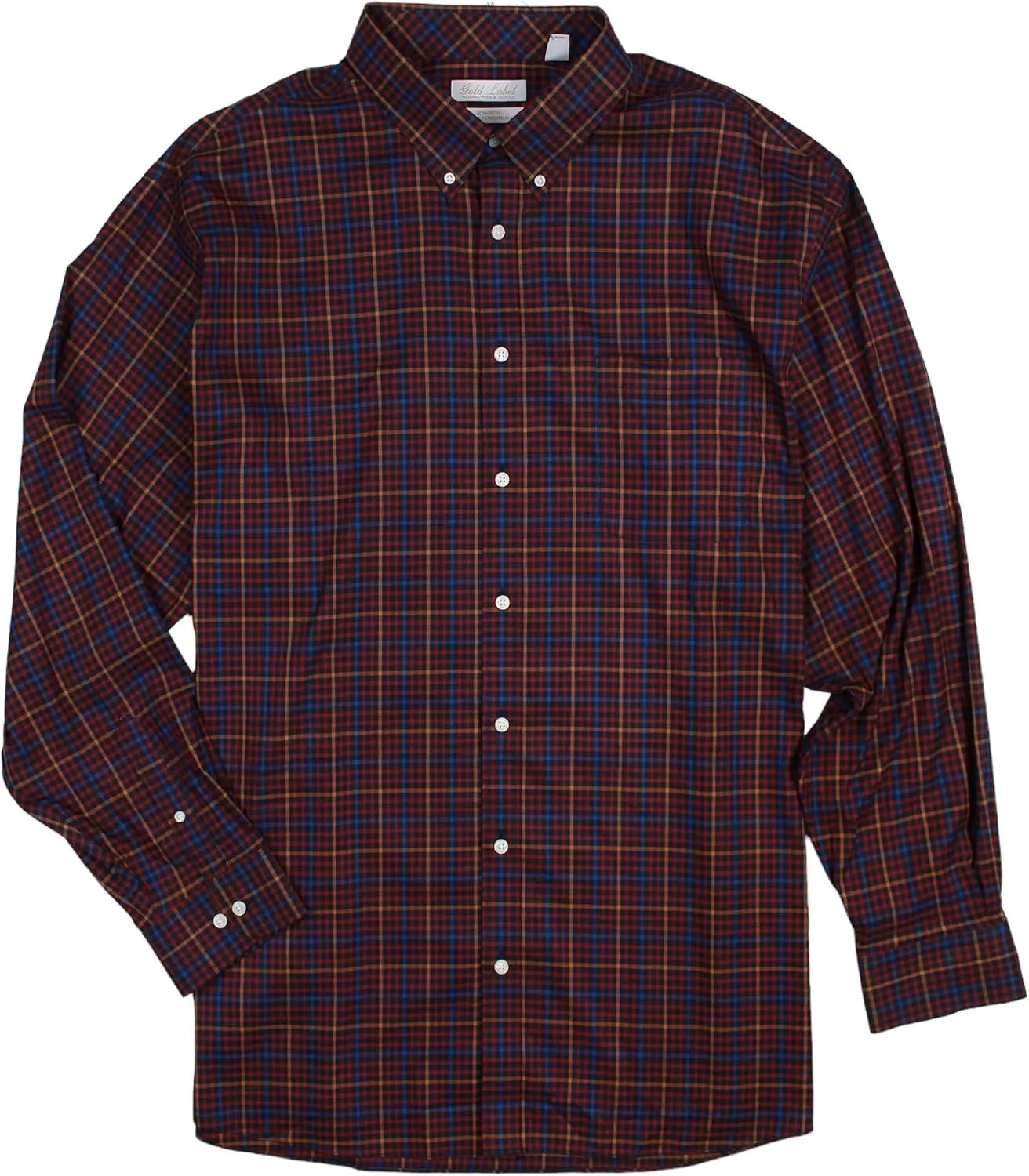 Gold Label Roundtree & Yorke Big Tall Non-Iron Men's Long Sleeve Shirt with Comfort Stretch