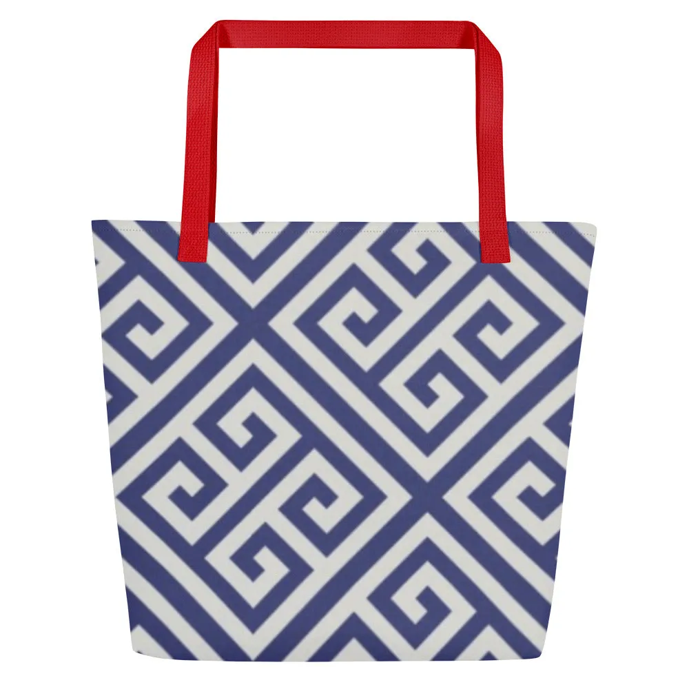 GREEK KEYS Large Tote Bag