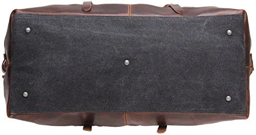 Iblue Vinatge Leather Weekender Travel Bag Mens Duffel Bag Canvas B003(Xl 21'', Grey)