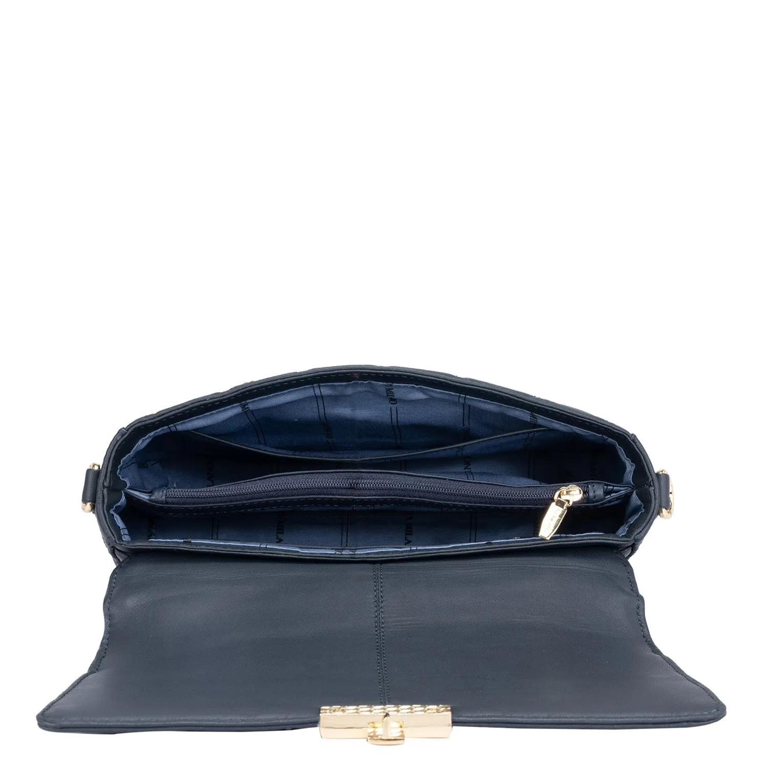 Medium Quilting Leather Satchel - Navy