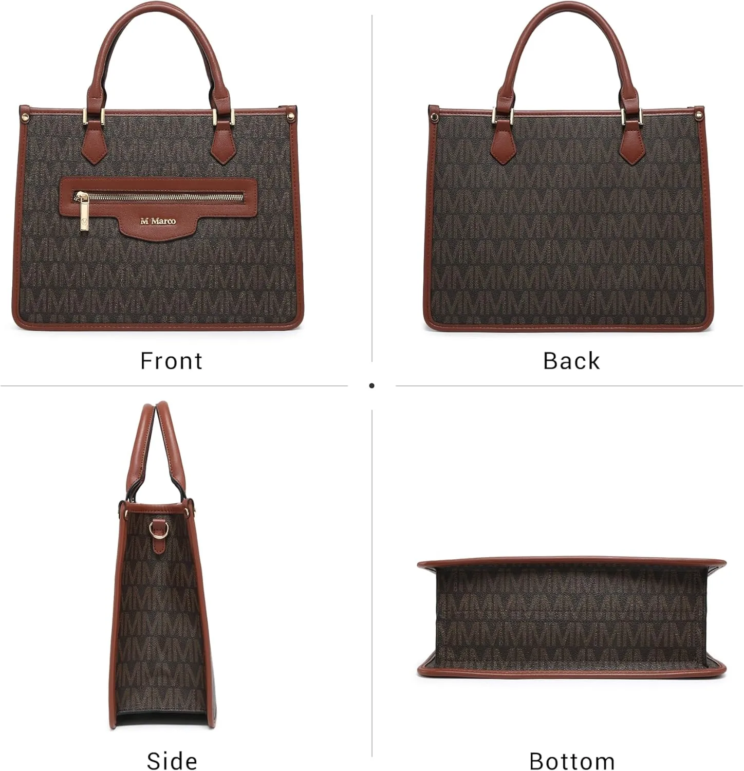 MKP Tote Bag for Women Medium Signature Monogram Satchel Handbags Purses Top Handle Shoulder Bags Wristlet Wallet Set 2pcs