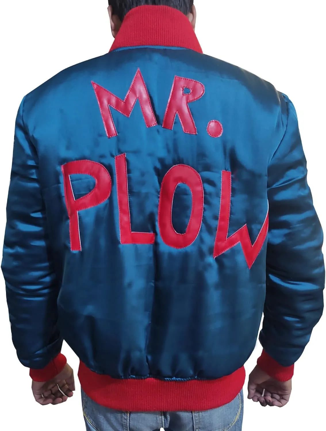 Mr Plow Blue Satin Stylish Mens Bomber Jacket