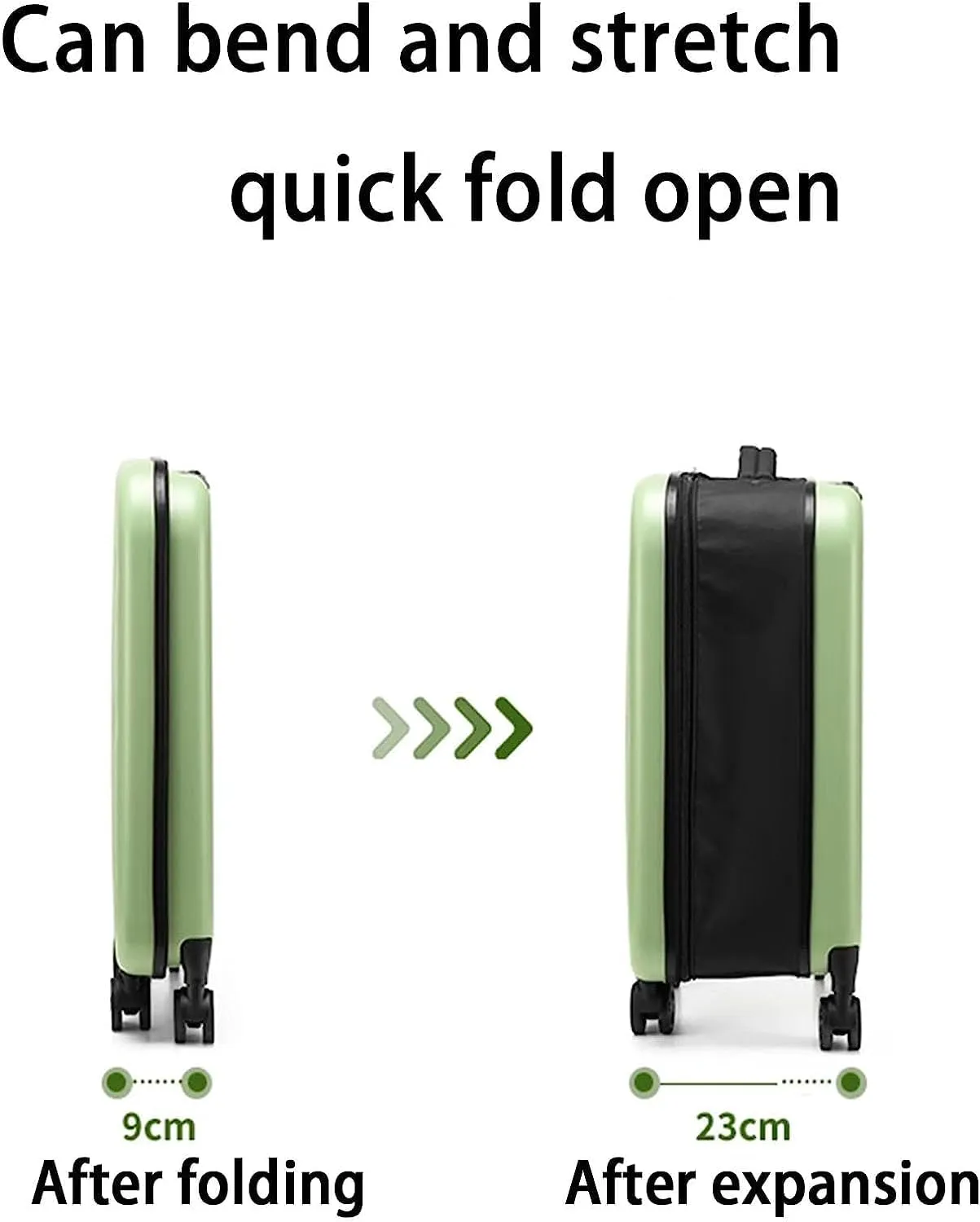 Portable Suitcase Expandable Luggage Foldable Suitcases With Universal Wheels Carry On Luggage Adjustable Suitcasetsa Customs Combination Lock Smooth to use (Green 24 in)