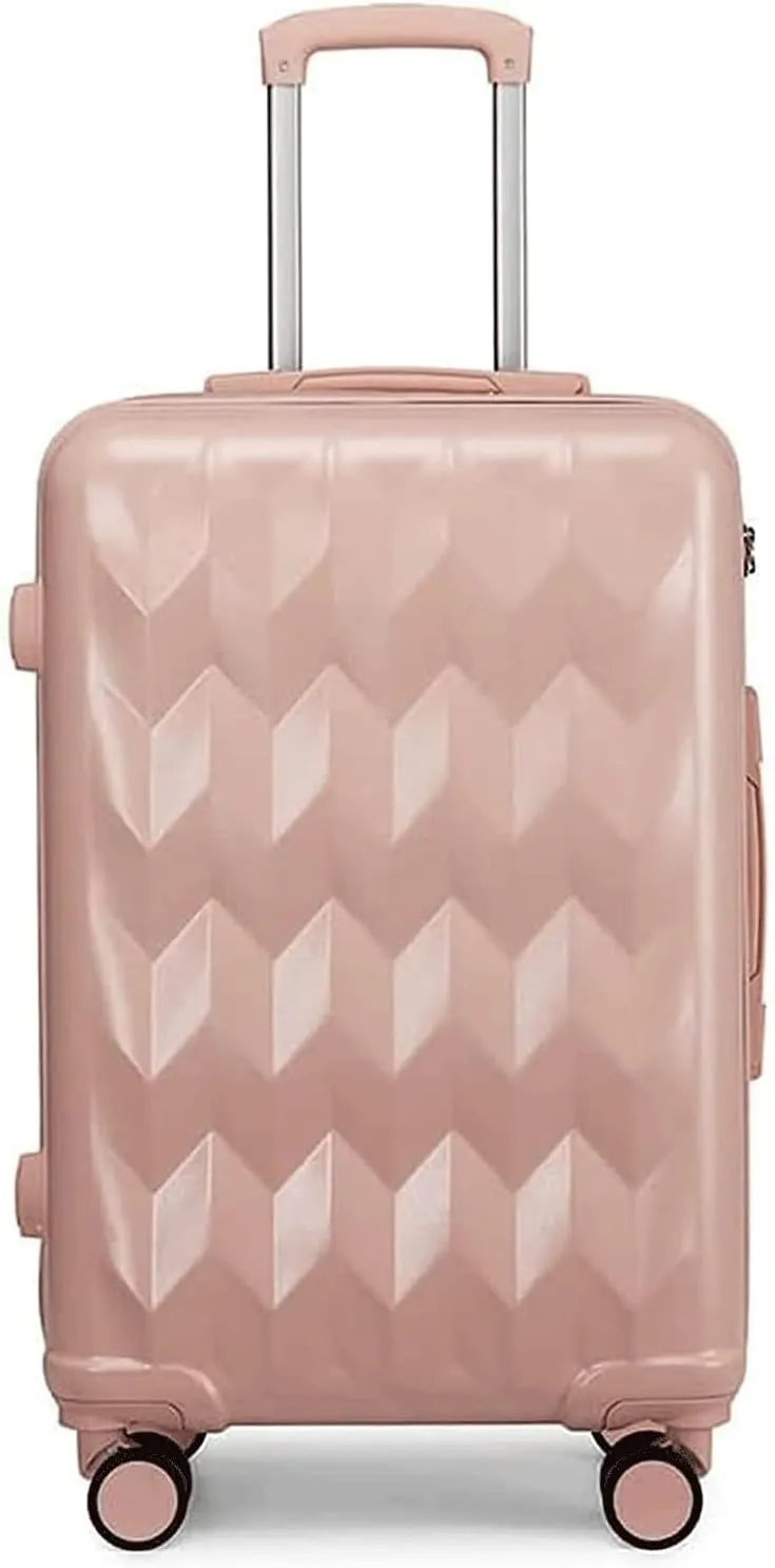 Portable Suitcase Suitcases With Wheels Large Capacity Lining Luggage Durable Hard Edge Carry On Luggage Portable Combination Lock Suitcases Smooth to use (Pink 20 in)