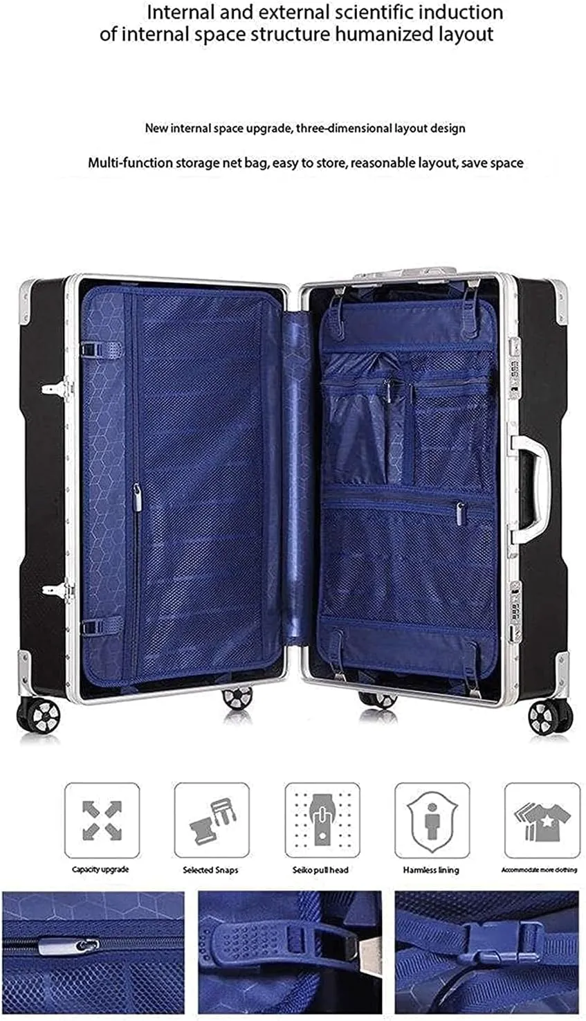 Portable Suitcase Suitcases with Wheels Lightweight Luggage Scratch-Resistant Large Capacity Carry On Luggage for Travel Suitcase (C 24 inches)