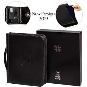 Portfolio Professional PU Leather Binder - Zippered Folio for Business Interview, Or Gift Your Loved Ones - 3 Ring Padfolio Organizer Holds Tablets Up to 12", Folders, Planner, Resume, For Men & Women