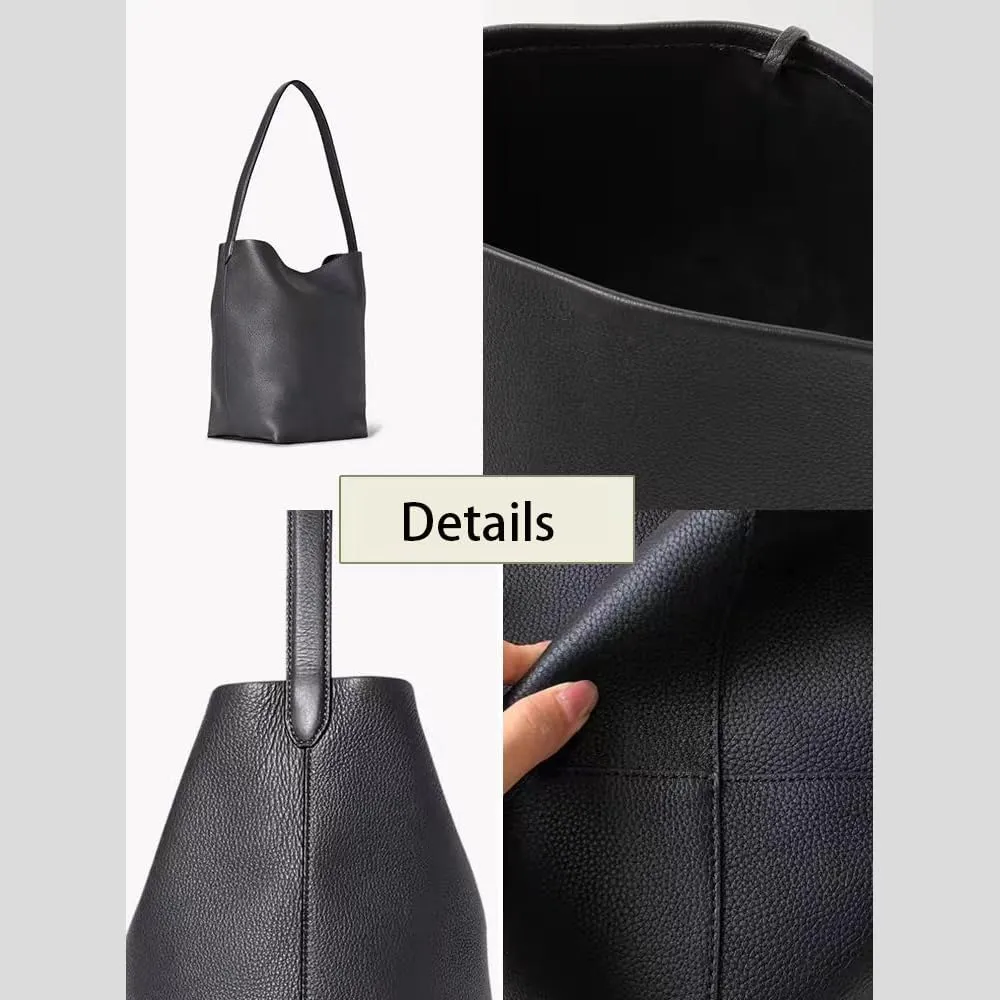 Premium Genuine Leather Bucket Tote for Women - Large Shoulder Tote for Everyday Use