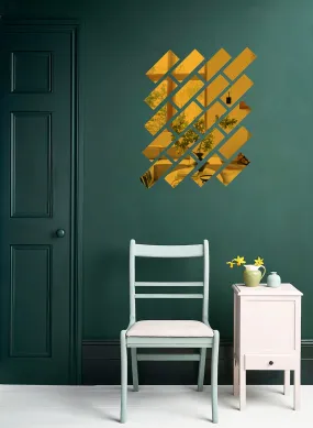 rawpockets Golden Rectangle Brick Shape 3D Acrylic Self Adhesive Mirror Sticker