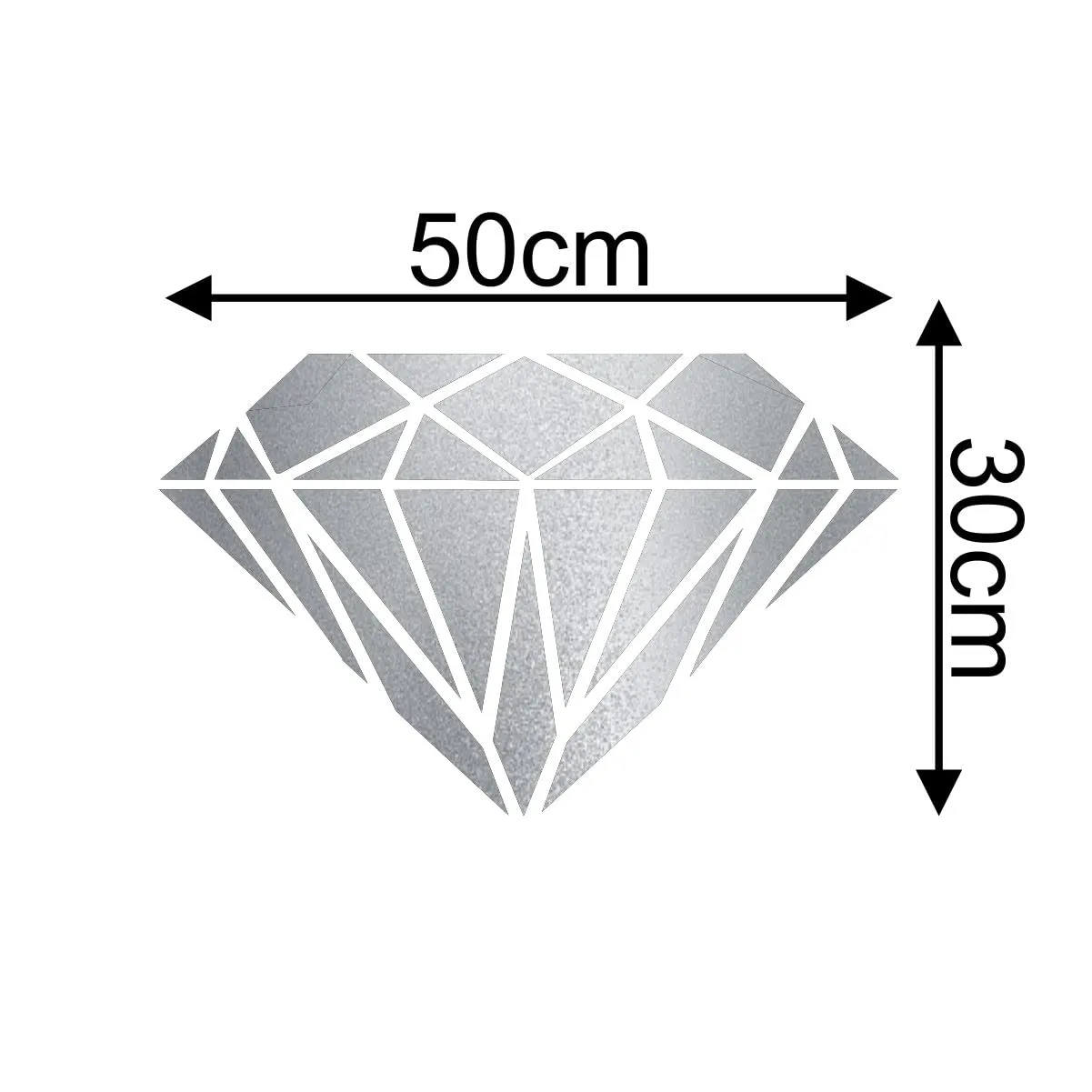 Rawpockets Silver Multicut Diamond Shape 3D Acrylic Self Adhesive Mirror Sticker