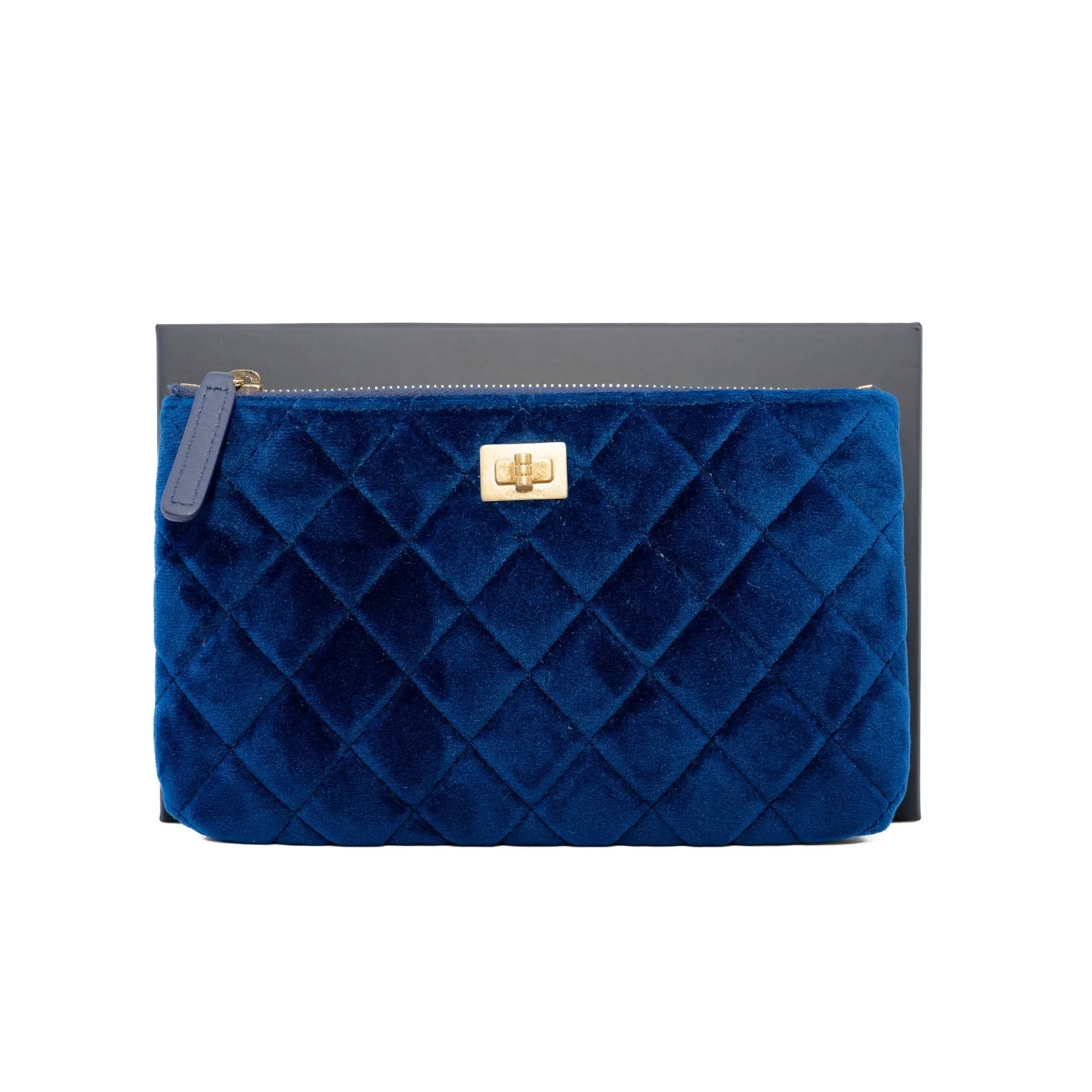 Reissue 2.55 Small O-Case Pouch Velvet Blue Ghw Seri 29