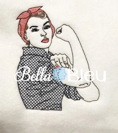 Rockabilly Embroidery design, Retro Rosie the Riveter lady Rockabilly Design, Machine Embroidery Design, Retro Urban Embroidery Design