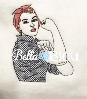 Rockabilly Embroidery design, Retro Rosie the Riveter lady Rockabilly Design, Machine Embroidery Design, Retro Urban Embroidery Design