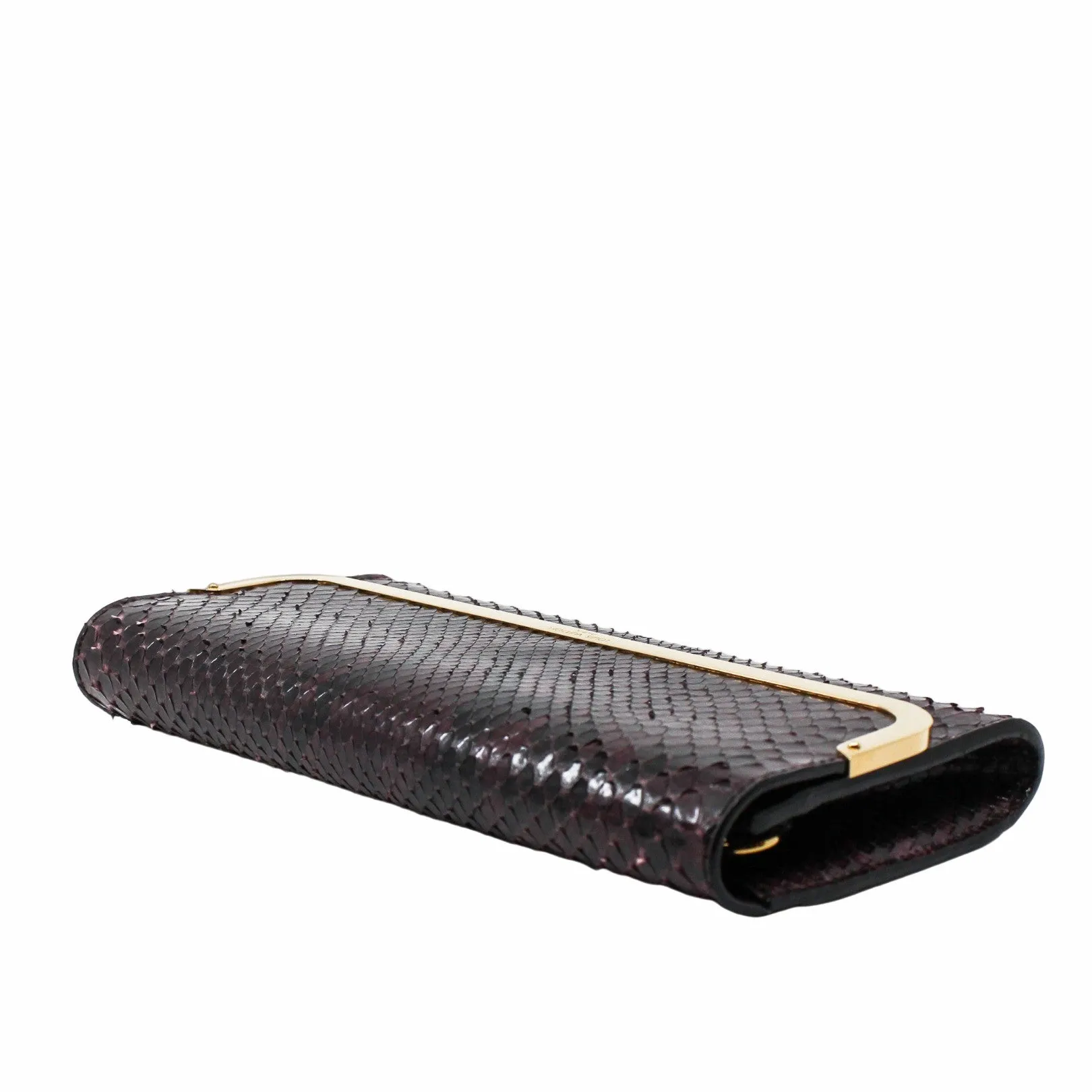 Rossmore Mm Purple Python Skin Leather Clutch ghw