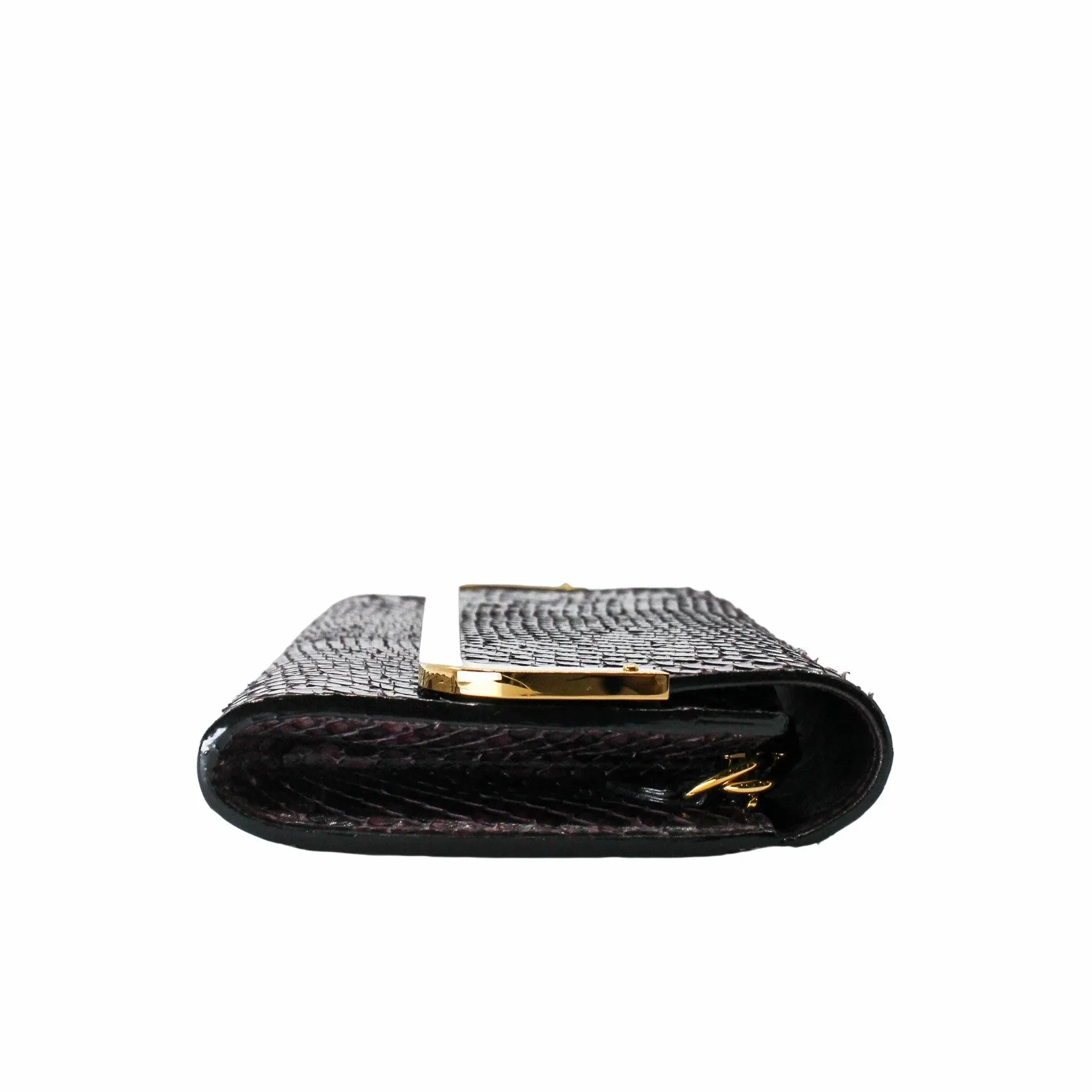Rossmore Mm Purple Python Skin Leather Clutch ghw