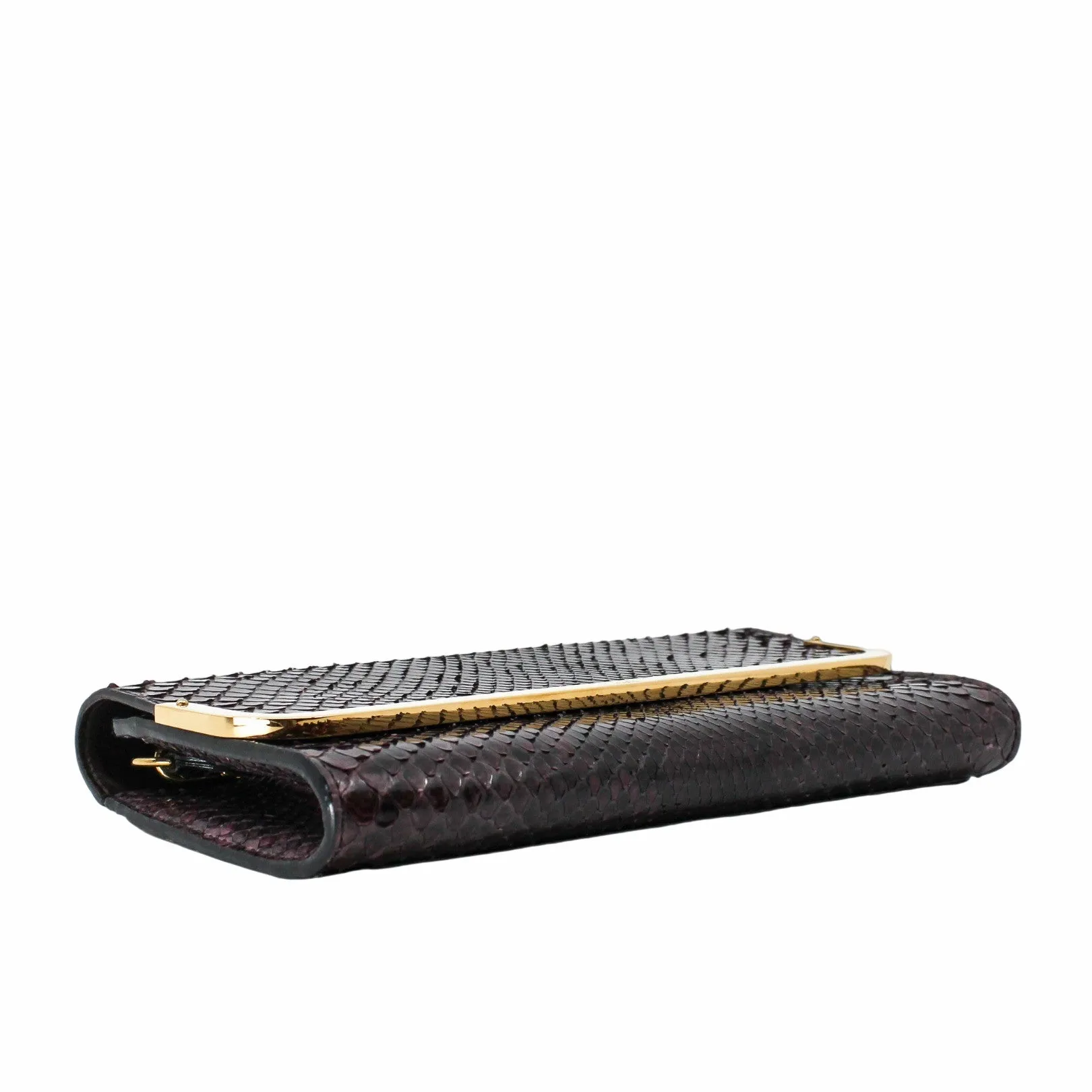 Rossmore Mm Purple Python Skin Leather Clutch ghw