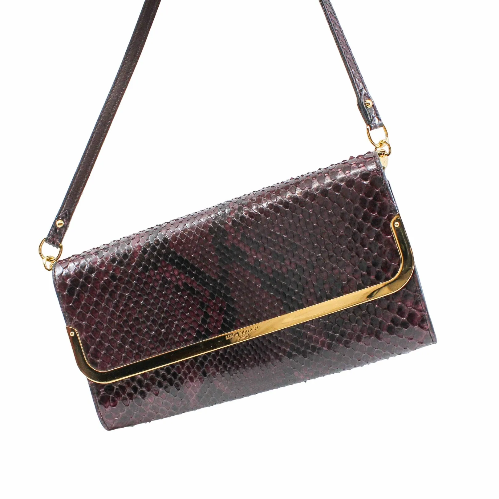 Rossmore Mm Purple Python Skin Leather Clutch ghw