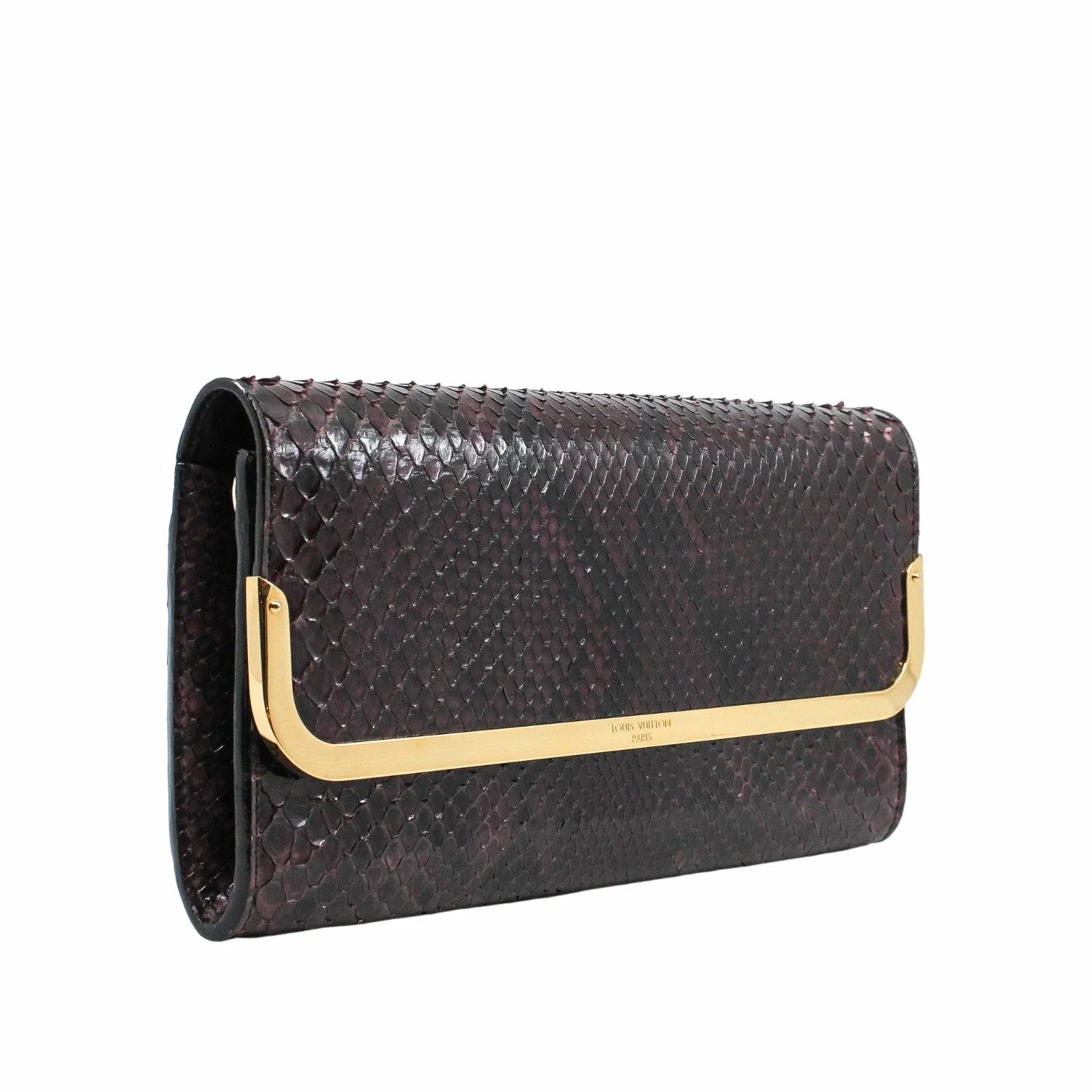 Rossmore Mm Purple Python Skin Leather Clutch ghw