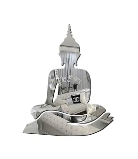 Sticker Hub Acrylic 3D Buddha Acrylic Mirror Wall Sticker (Silver) - Pack of 1 MS36