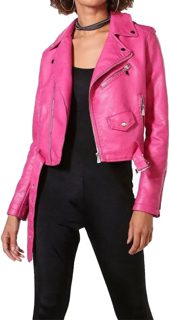 Women's Genuine Lambskin Leather Motorcycle Jacket Stylish Coat WP162