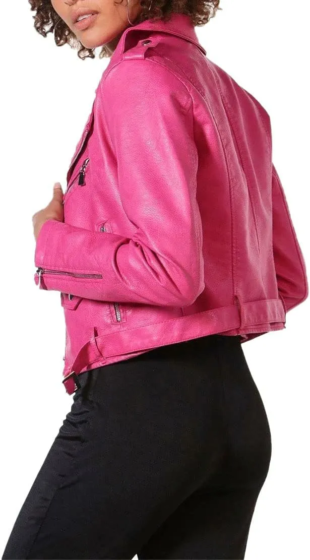 Women's Genuine Lambskin Leather Motorcycle Jacket Stylish Coat WP162