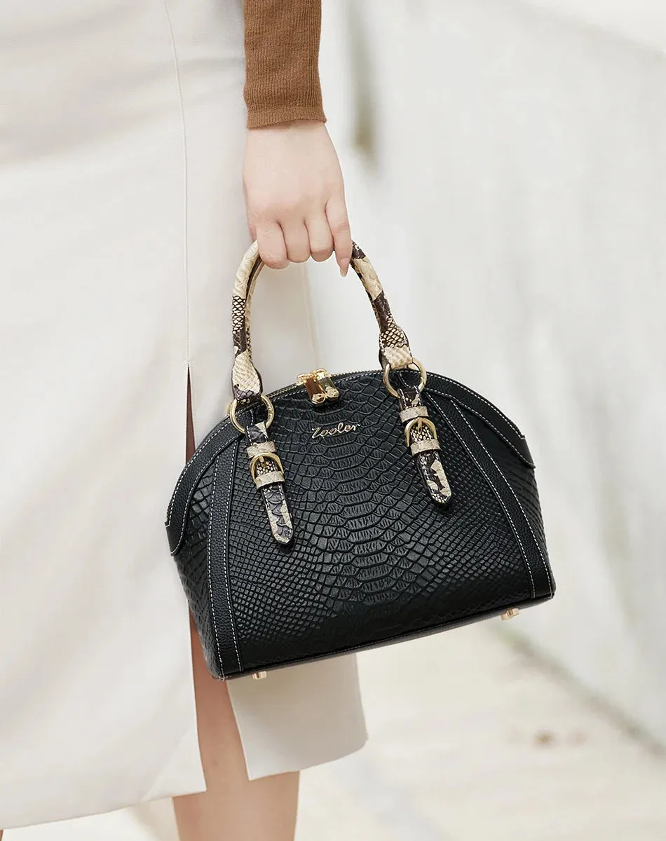 ZOOLER Women's Genuine Leather Shoulder Bag Large Business Women Purses Saddle Black