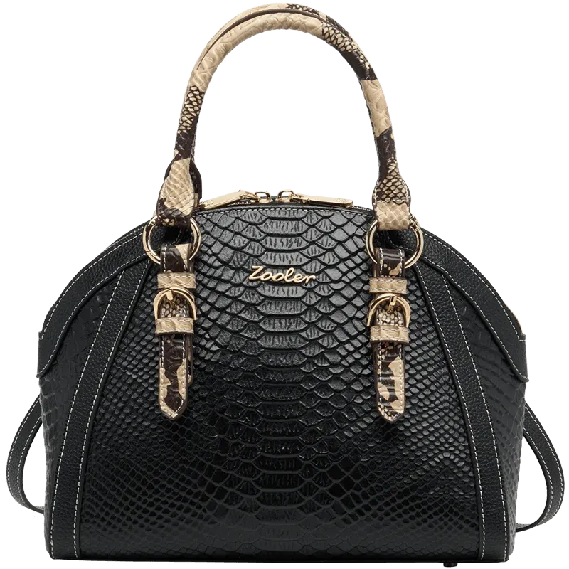 ZOOLER Women's Genuine Leather Shoulder Bag Large Business Women Purses Saddle Black